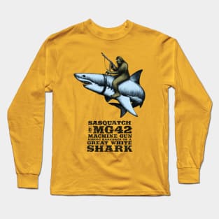 Sasquatch Riding on a Great White Shark Long Sleeve T-Shirt